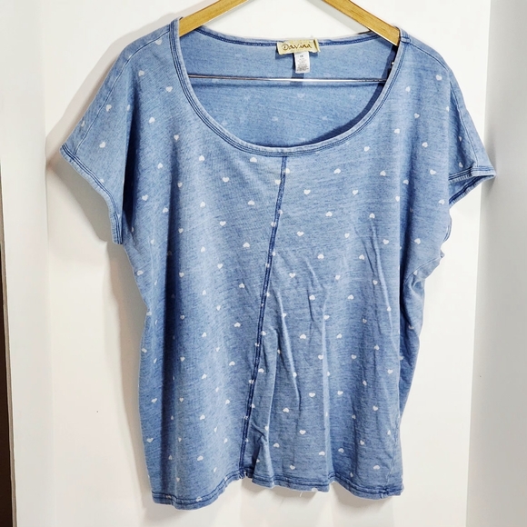 Davina 1X Blue Heart 100% Cotton T-Shirt - Picture 1 of 4
